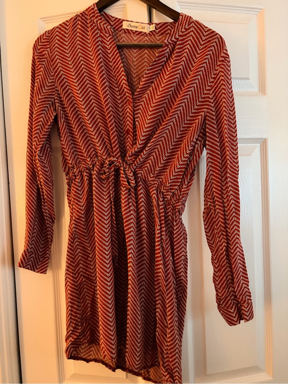 Sunny Girl Red Chevron-Style mini dress